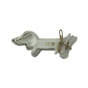 Dachshund Ceramic Measuring Spoons Set of 4 White Dog Kitchen Gadgets
